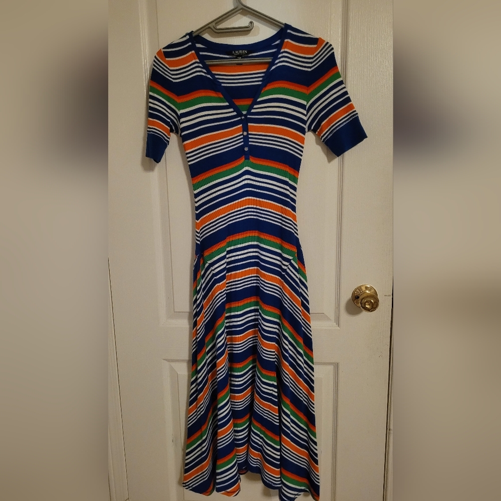 Ralph Lauren Vibrant Striped Midi Dress